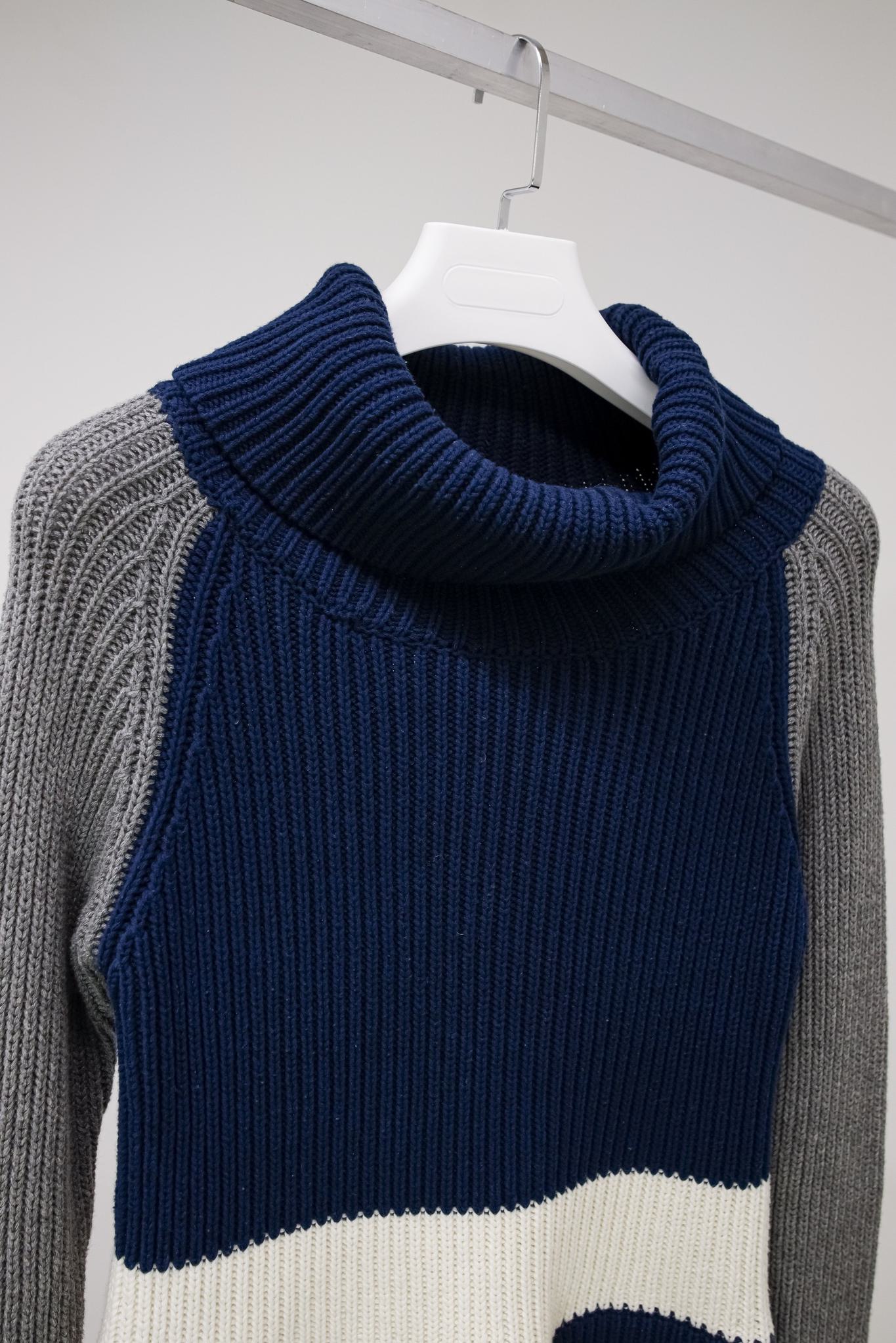 Jil Sander Cropped Knit Colour Block Turtleneck