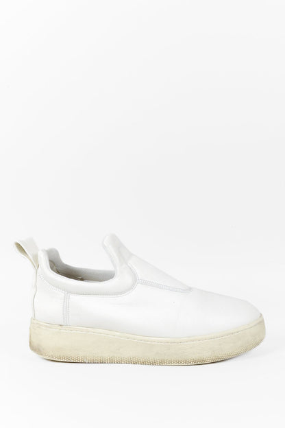 Celine White Leather Slip-On Sneakers