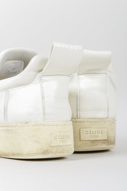 Celine White Leather Slip-On Sneakers