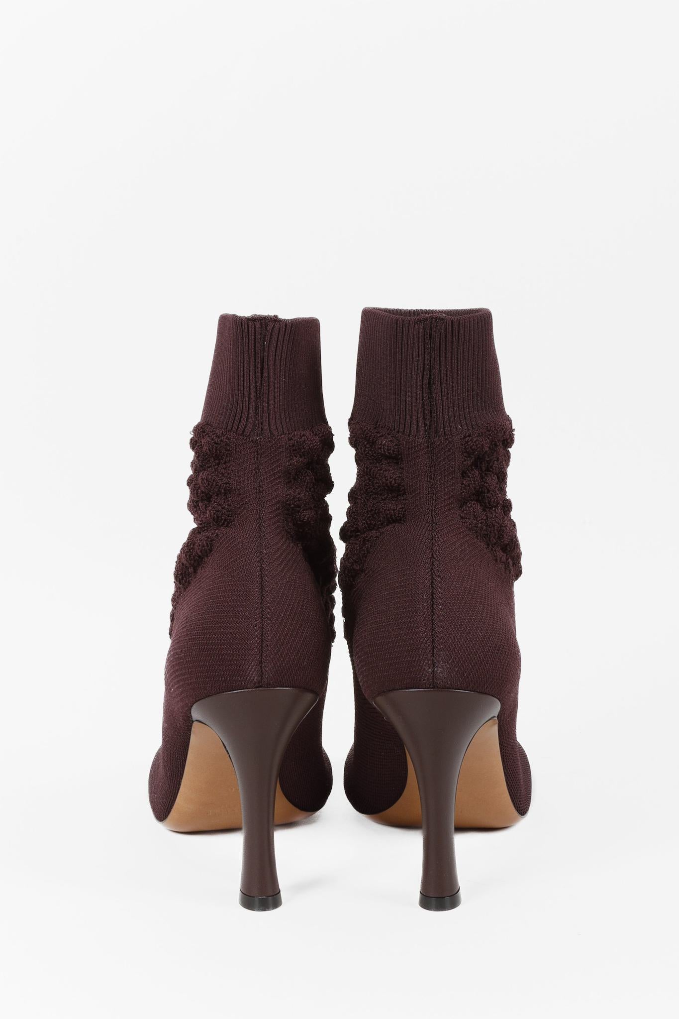 Céline Burgundy Glove Bootie Sock Knit Pumps