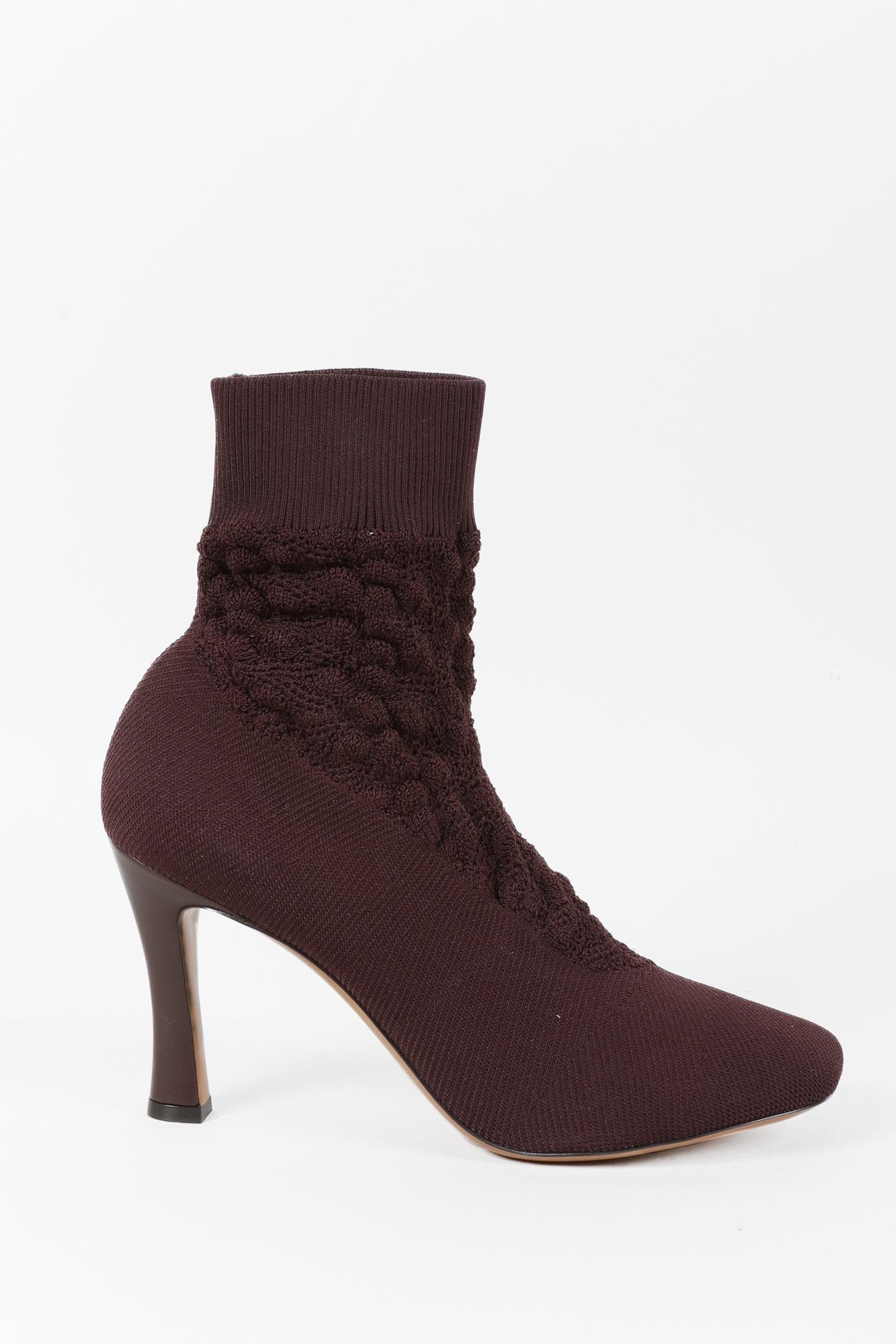 Céline Burgundy Glove Bootie Sock Knit Pumps