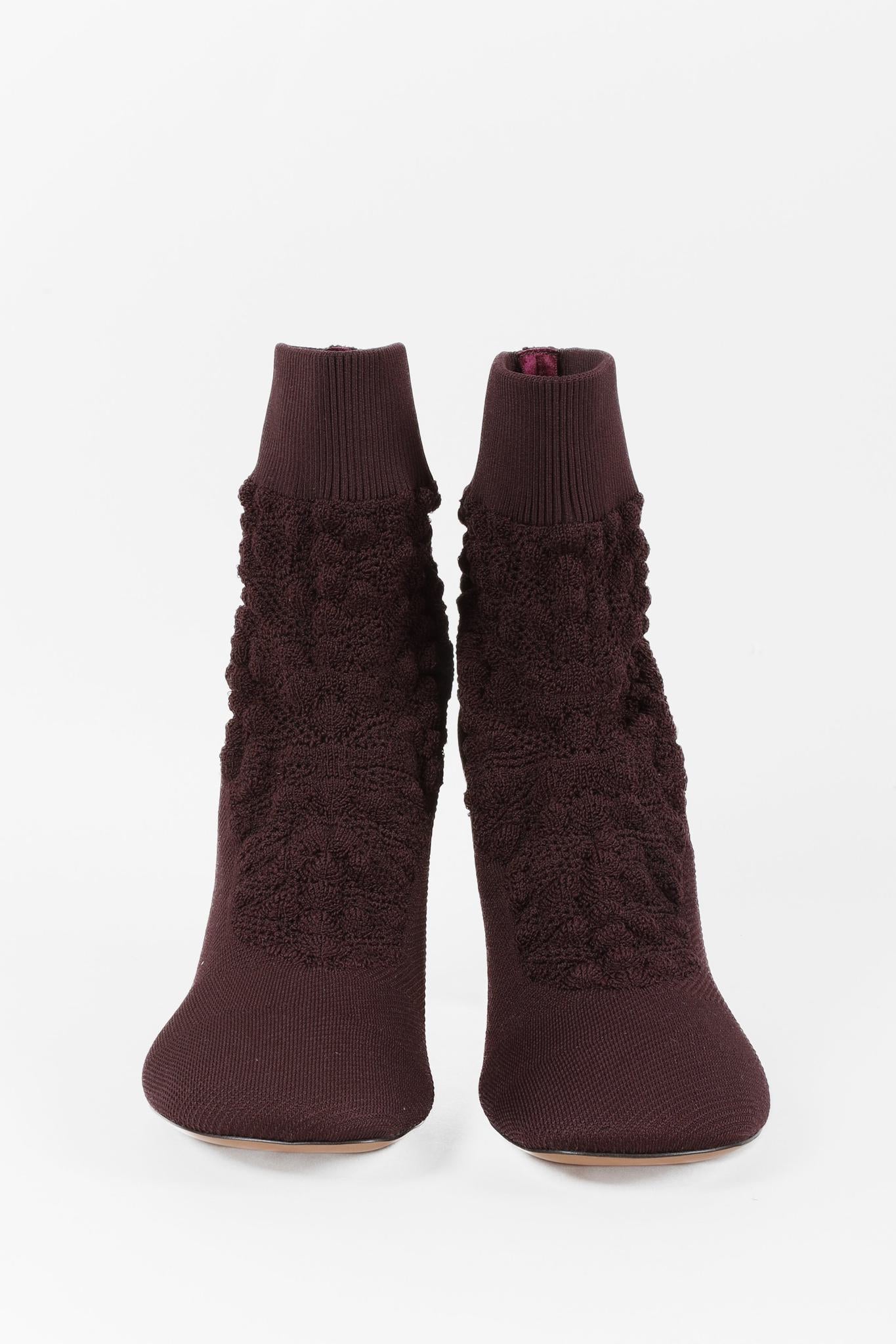 Céline Burgundy Glove Bootie Sock Knit Pumps