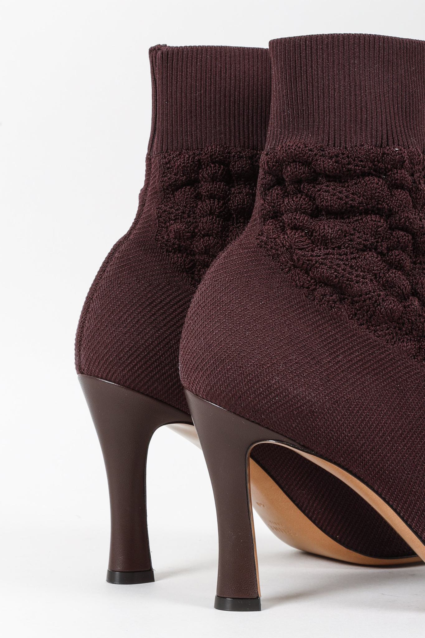 Céline Burgundy Glove Bootie Sock Knit Pumps