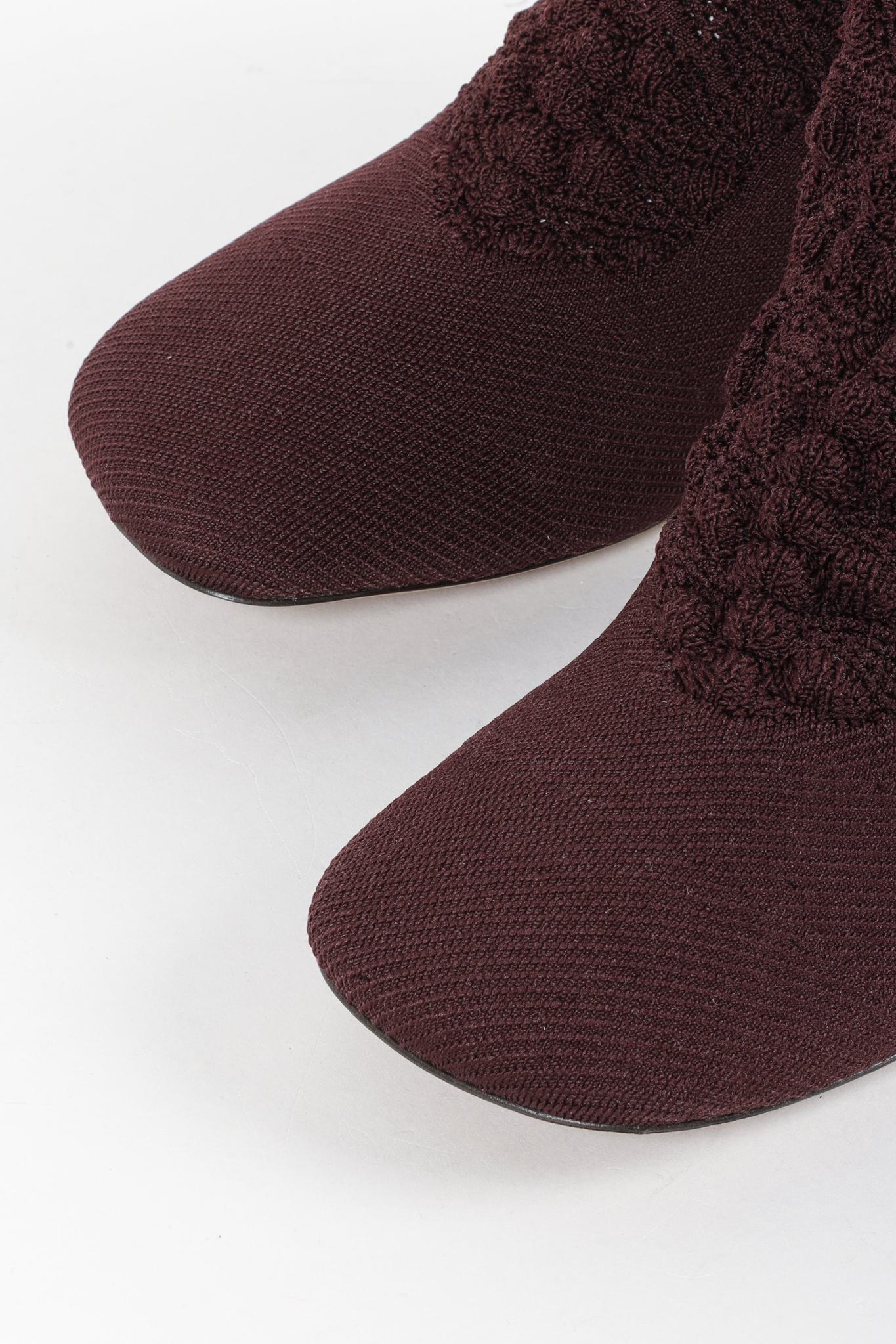 Céline Burgundy Glove Bootie Sock Knit Pumps