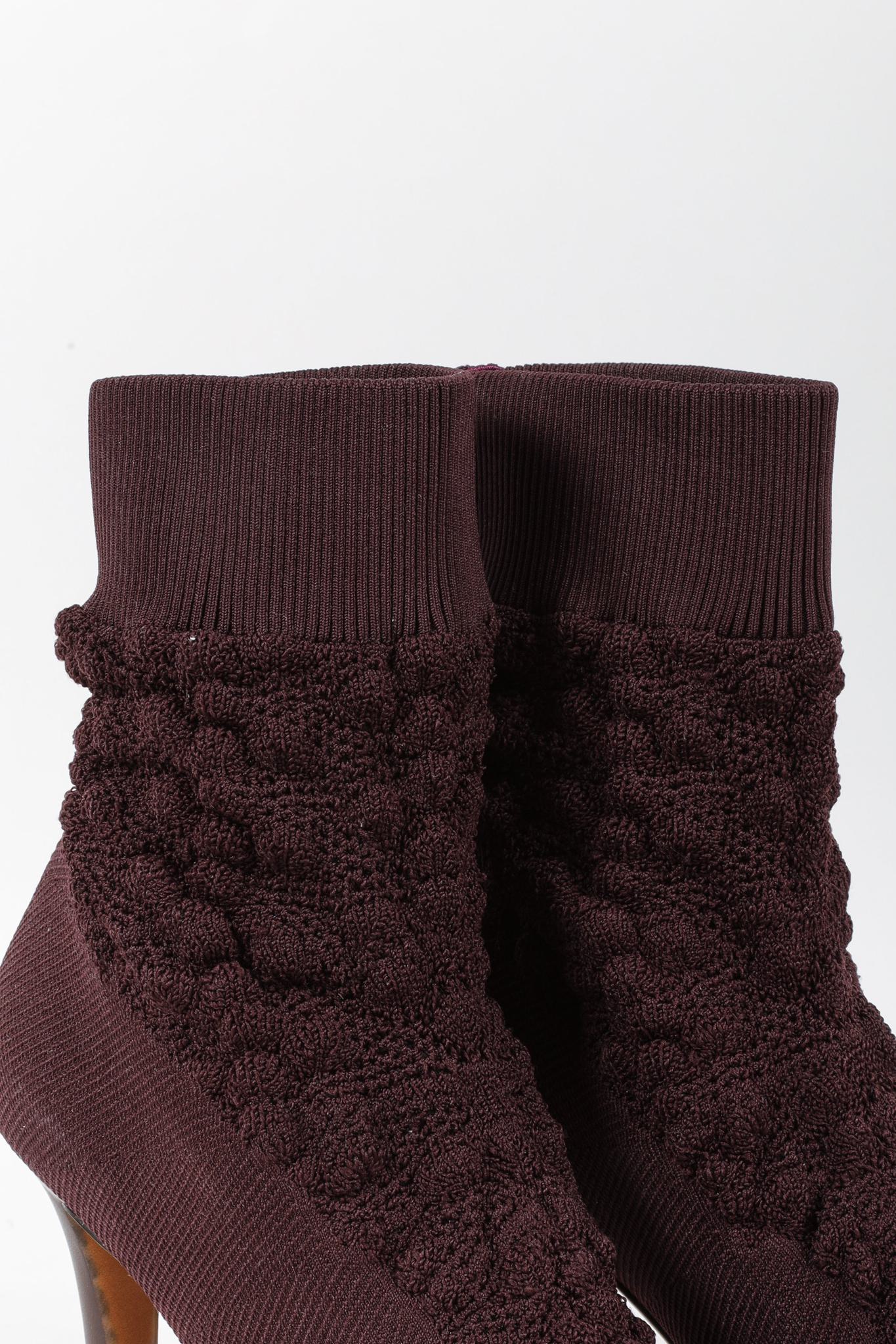 Céline Burgundy Glove Bootie Sock Knit Pumps