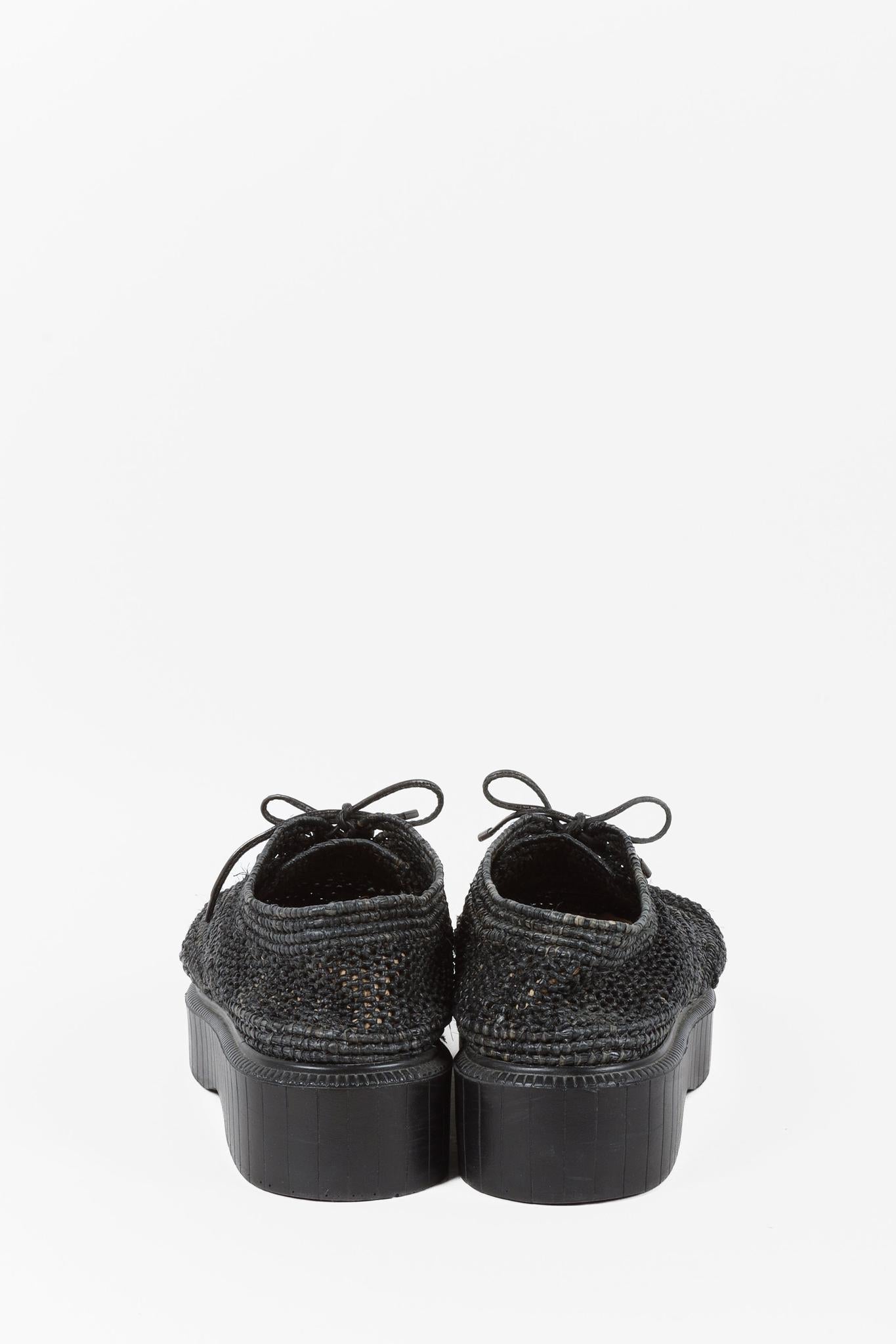 Robert Clergerie Black Pinto Woven Raffia Oxfords