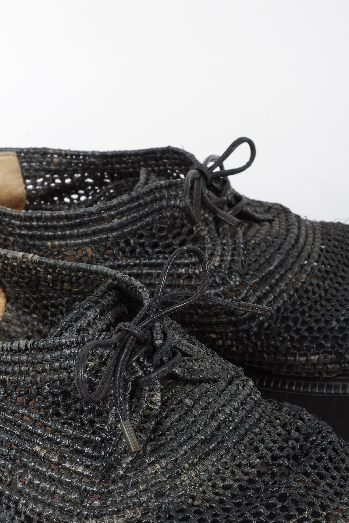 Robert Clergerie Black Pinto Woven Raffia Oxfords