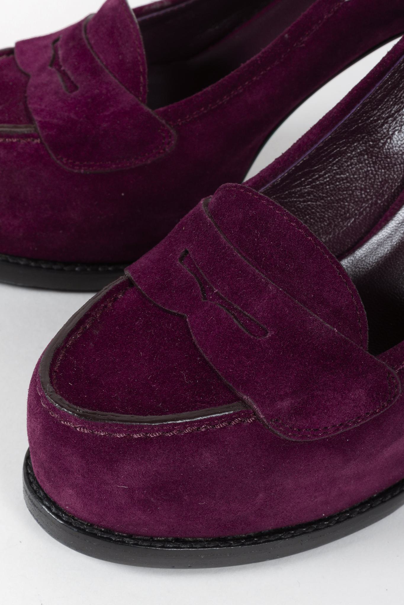 Saint Laurent Purple Suede Tribtoo Loafer Stiletto Platform Pumps