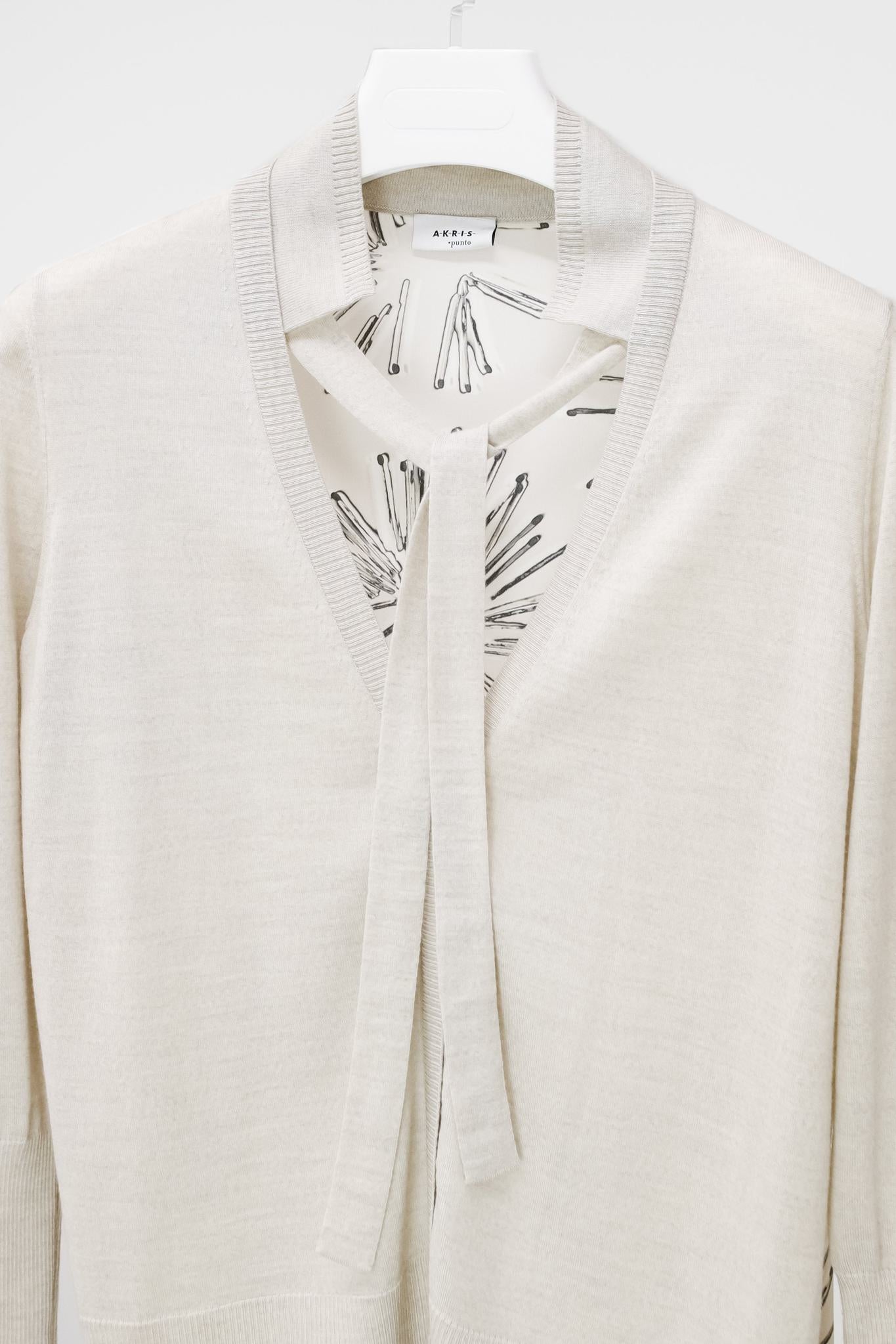 Akris Wool and Silk Beige Printed Cardigan