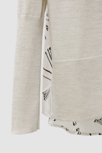 Akris Wool and Silk Beige Printed Cardigan