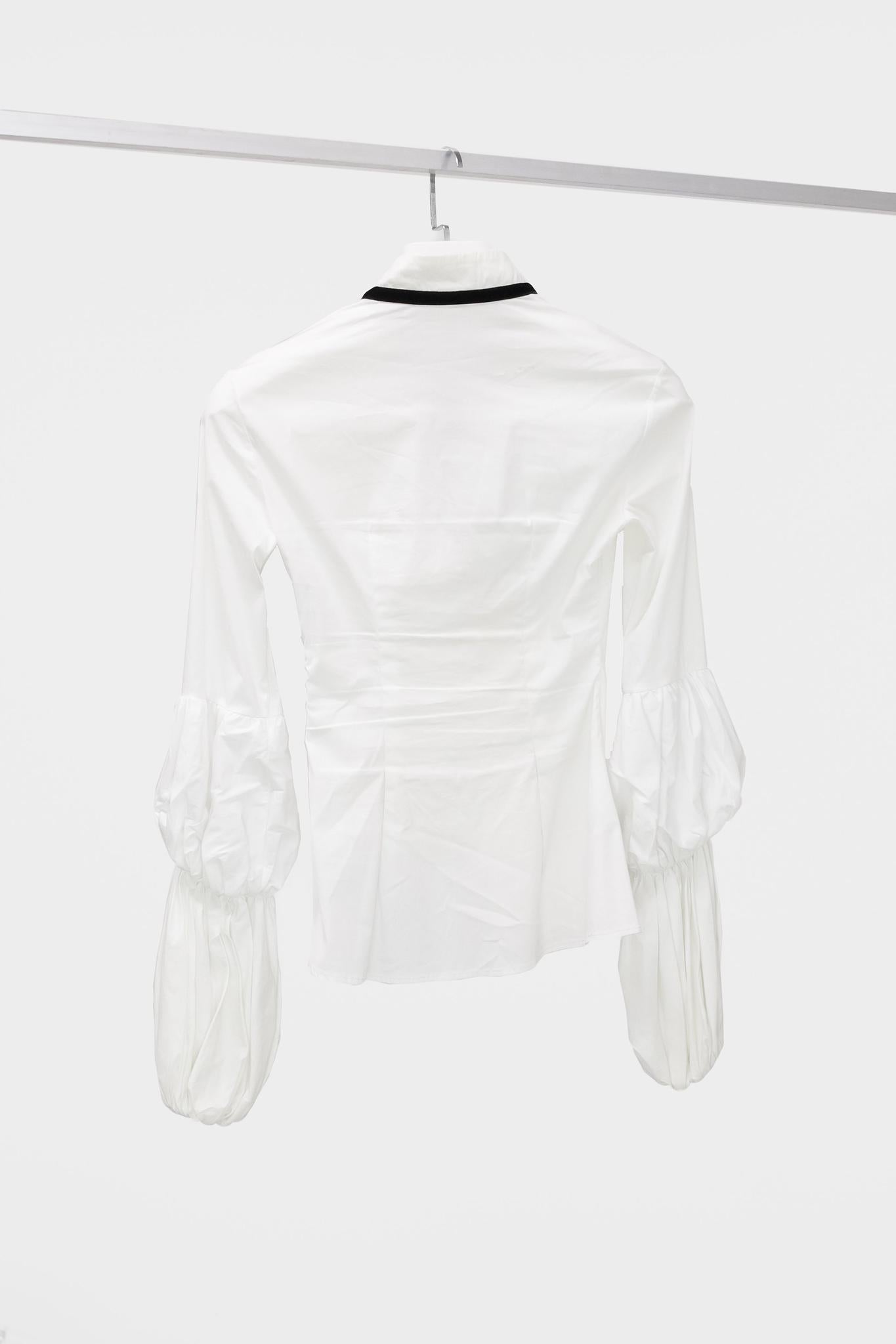 Caroline Constas White Puff Sleeve Blouse