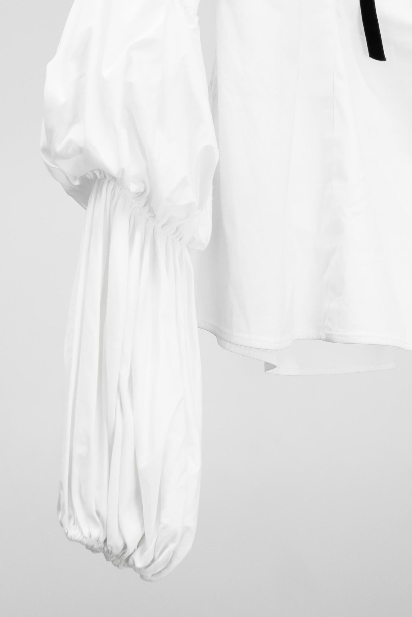 Caroline Constas White Puff Sleeve Blouse