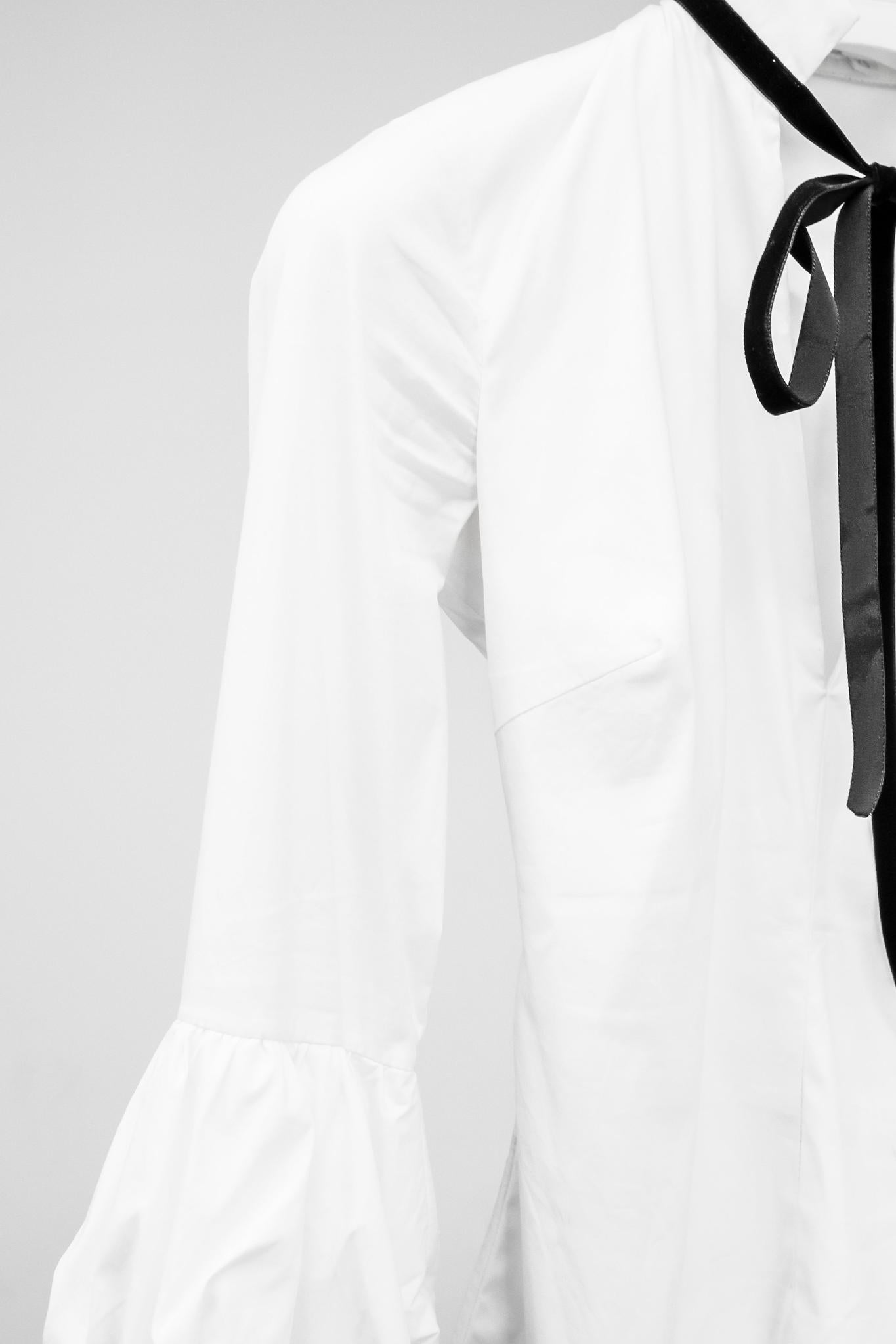 Caroline Constas White Puff Sleeve Blouse