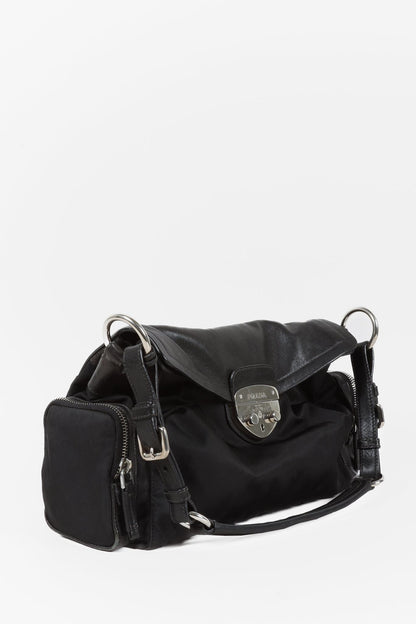 Prada Black Vitello Easy Pushlock Bag