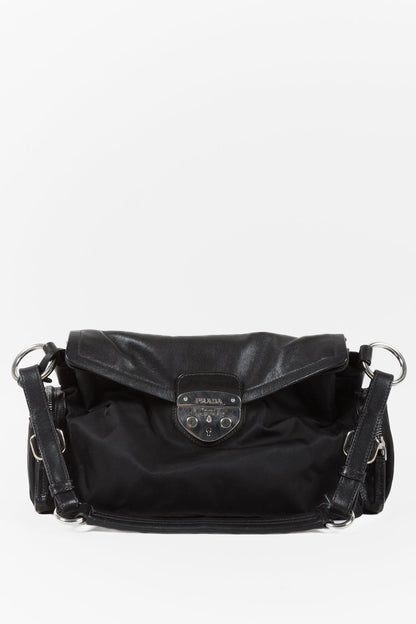 Prada Black Vitello Easy Pushlock Bag