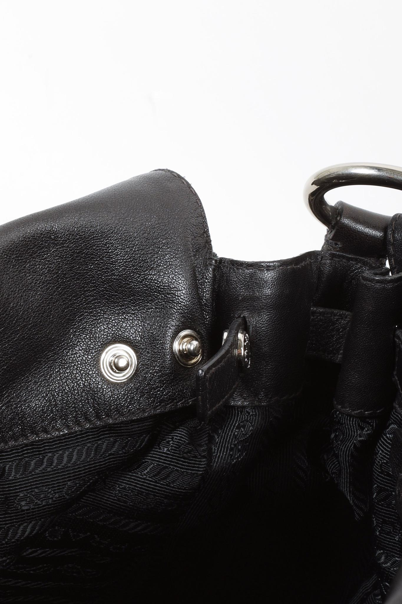 Prada Black Vitello Easy Pushlock Bag