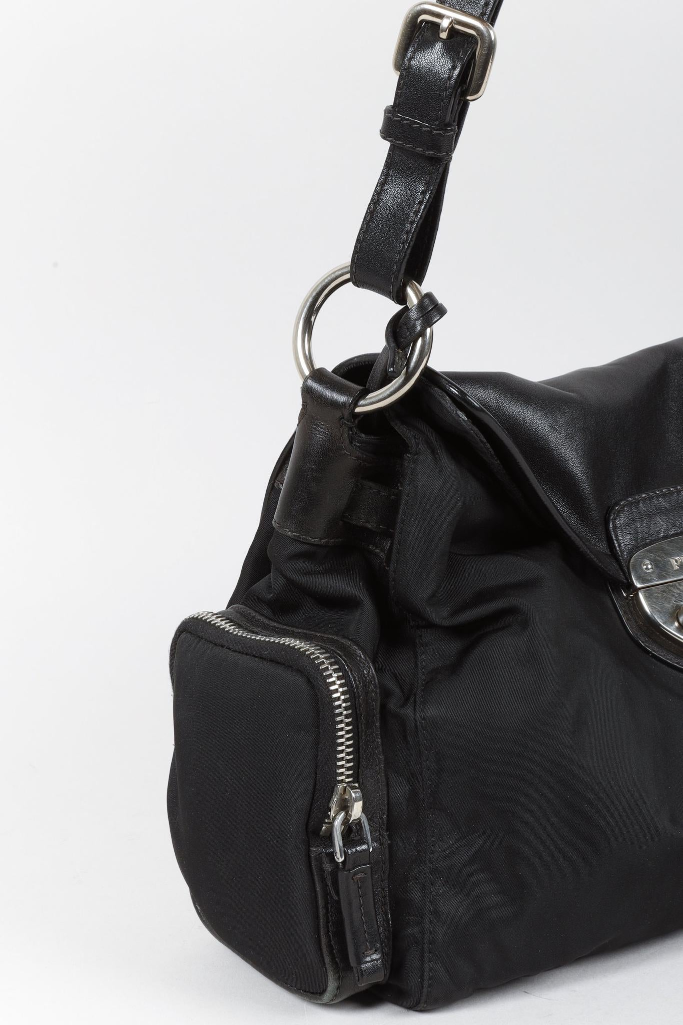 Prada Black Vitello Easy Pushlock Bag