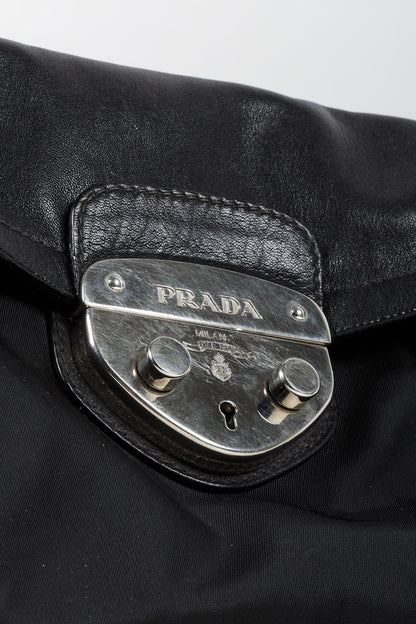 Prada Black Vitello Easy Pushlock Bag