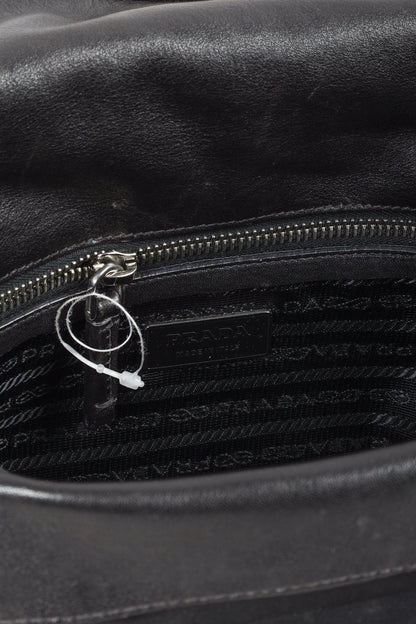 Prada Black Vitello Easy Pushlock Bag