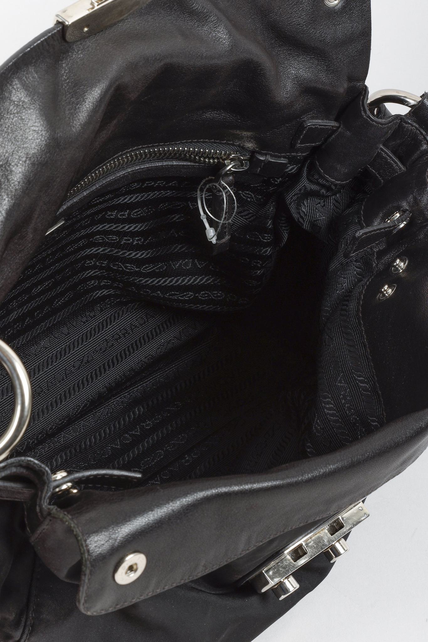 Prada Black Vitello Easy Pushlock Bag