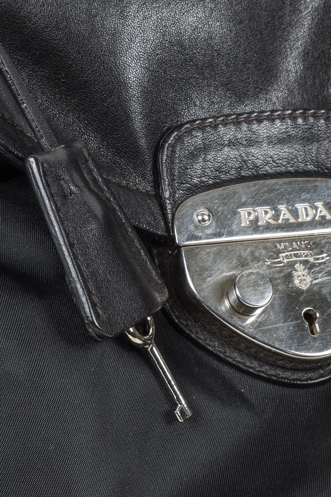 Prada Black Vitello Easy Pushlock Bag