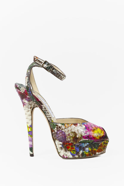 Jimmy Choo Floral Python Platform Sandals