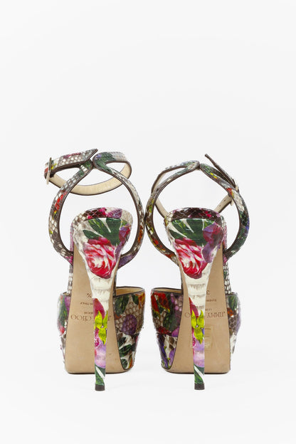 Jimmy Choo Floral Python Platform Sandals