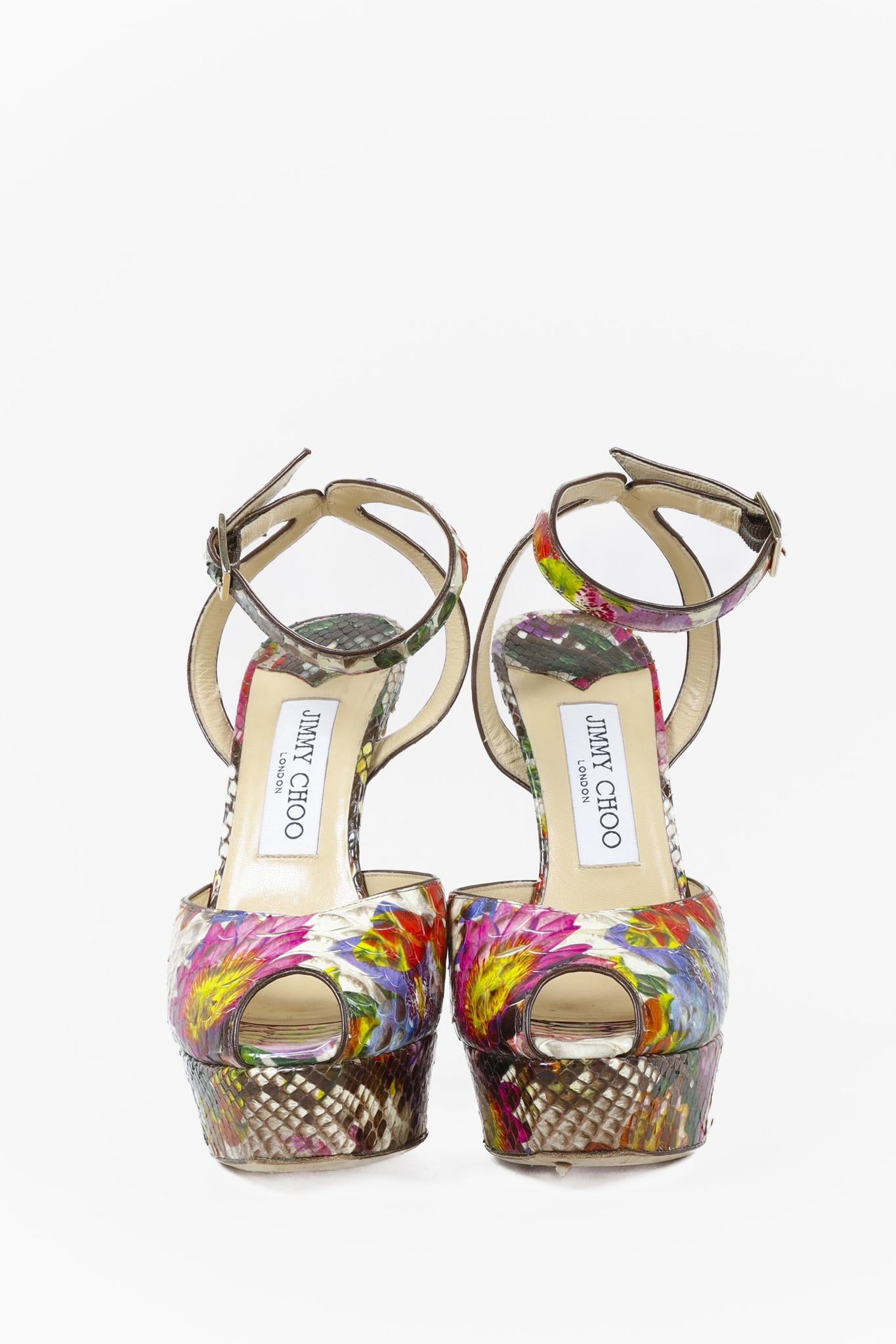 Jimmy Choo Floral Python Platform Sandals