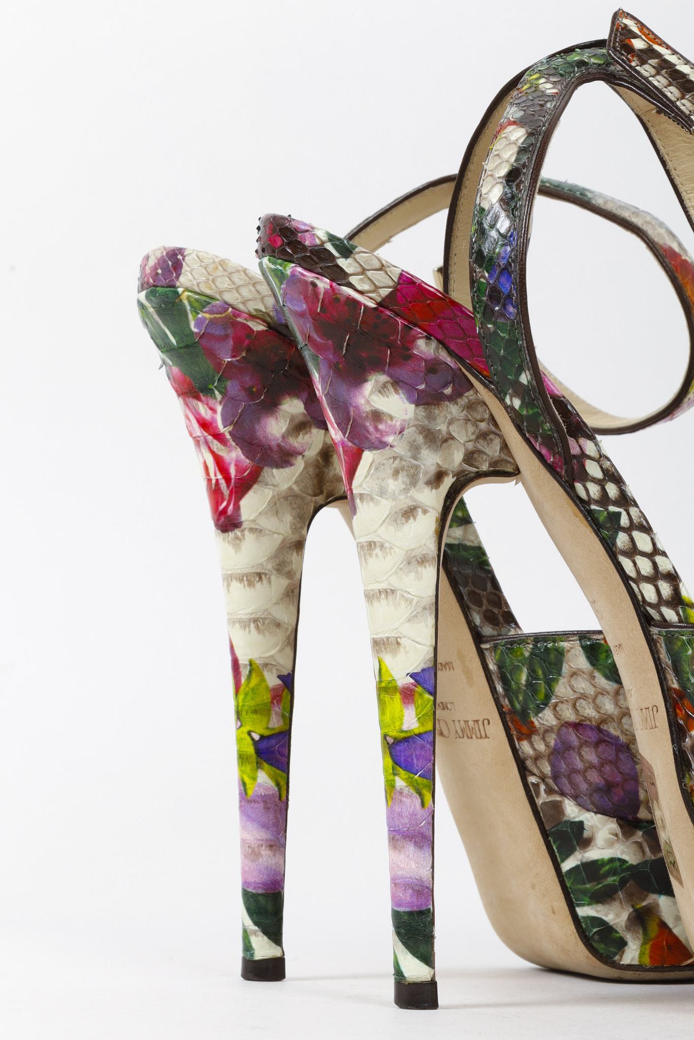 Jimmy Choo Floral Python Platform Sandals