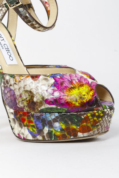 Jimmy Choo Floral Python Platform Sandals