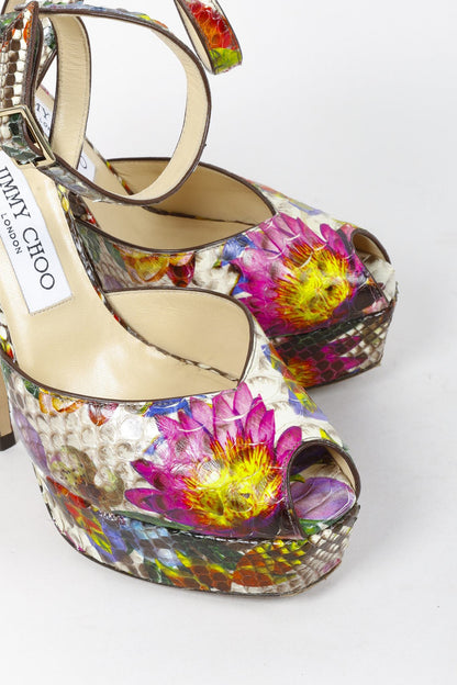 Jimmy Choo Floral Python Platform Sandals