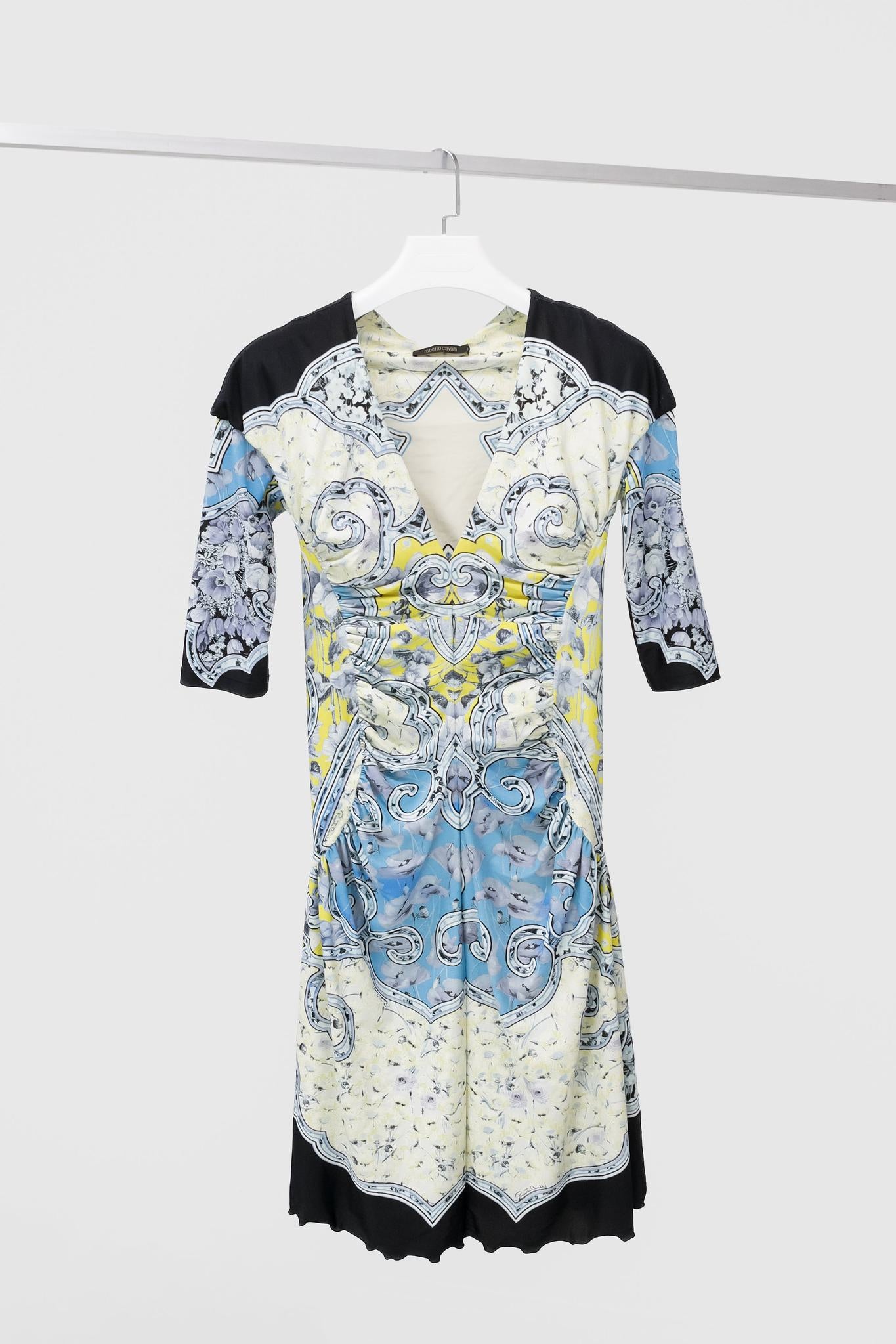 Roberto Cavalli Floral Rococo Print Dress