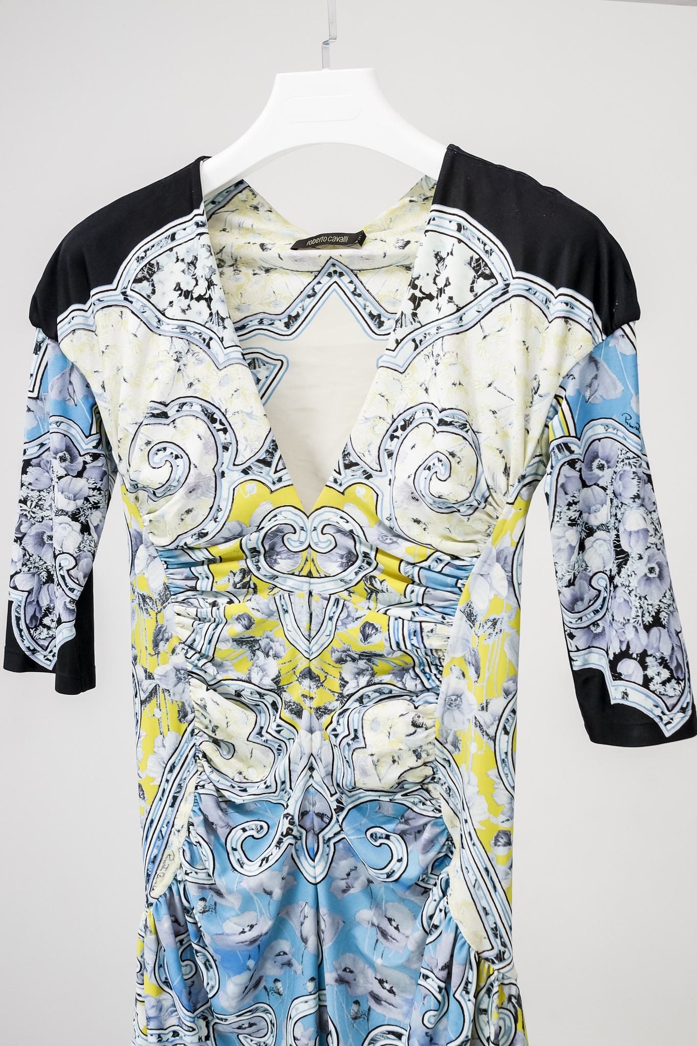 Roberto Cavalli Floral Rococo Print Dress