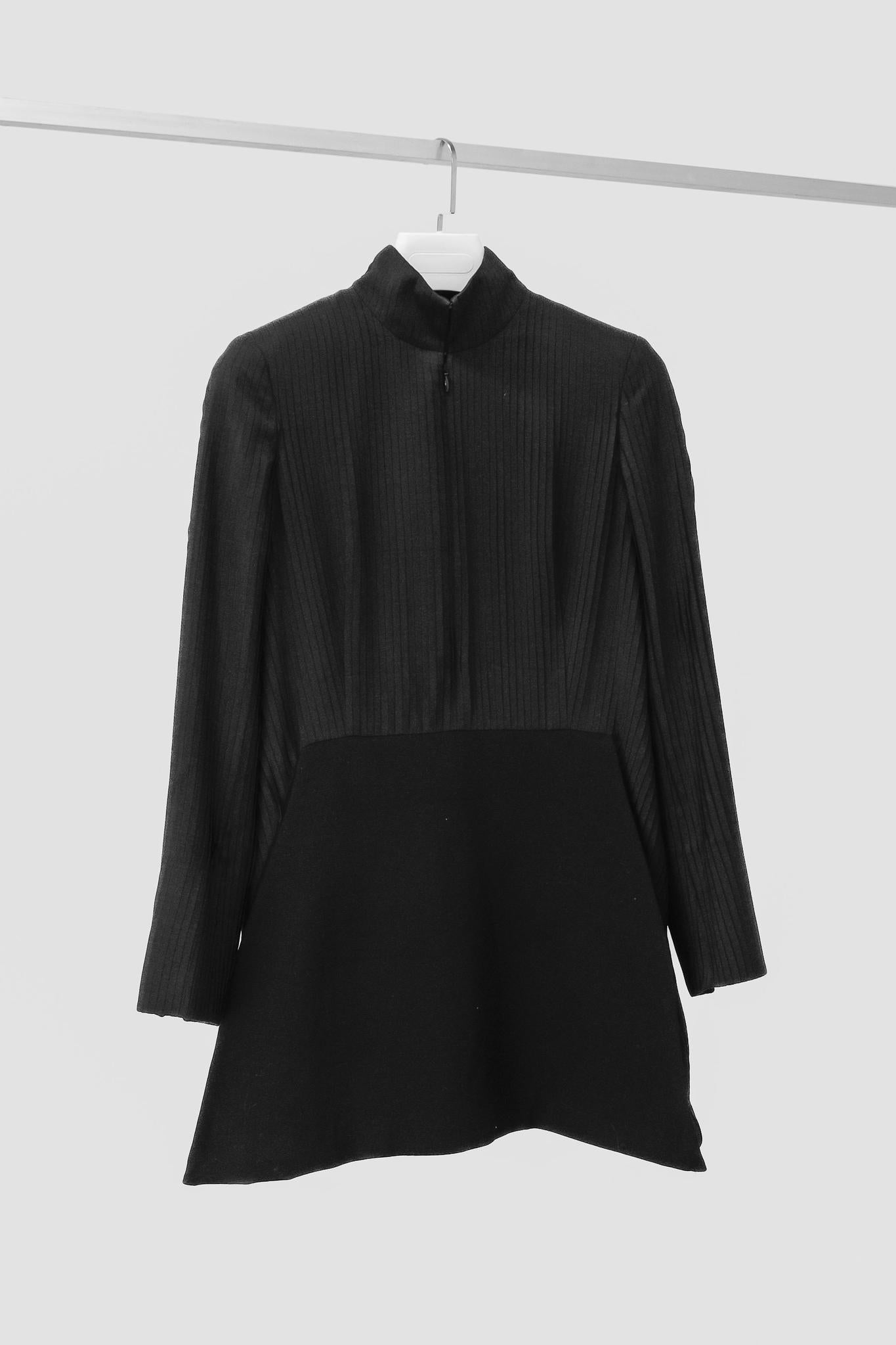 Akris Pleated Black Silk Dress