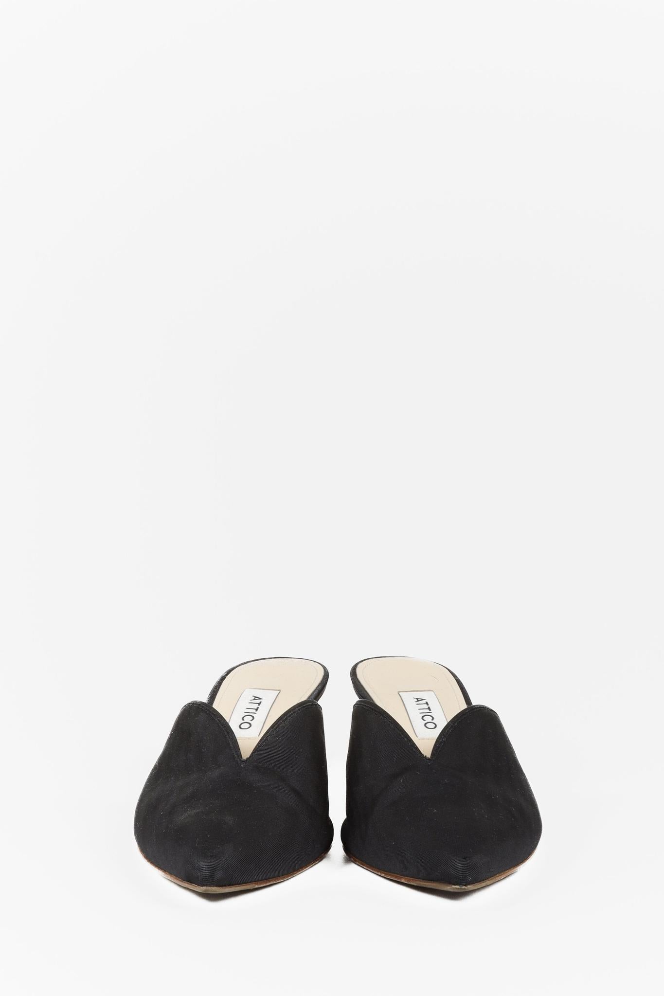 Attico Black Canvas Kitten Heel Mules