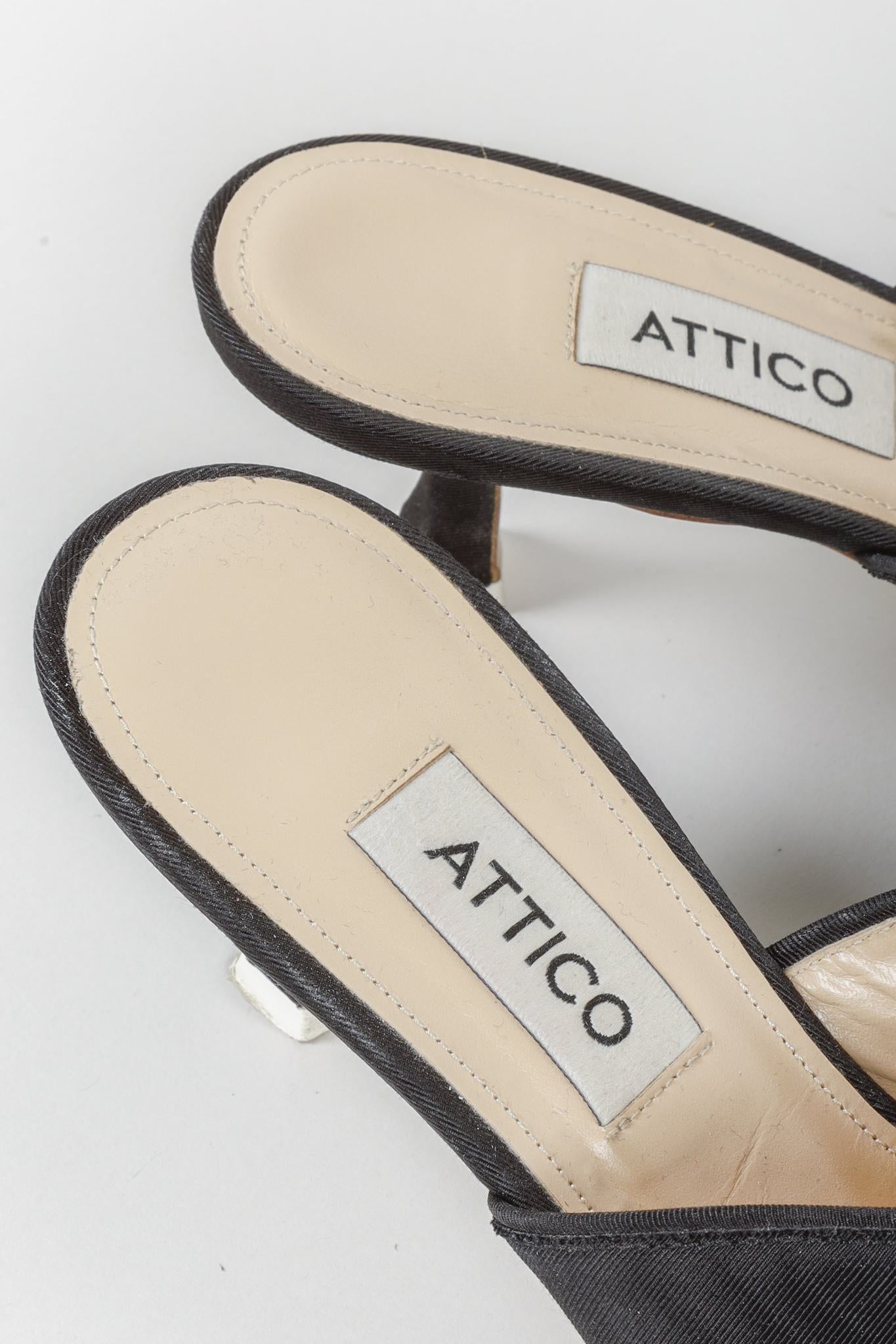 Attico Black Canvas Kitten Heel Mules