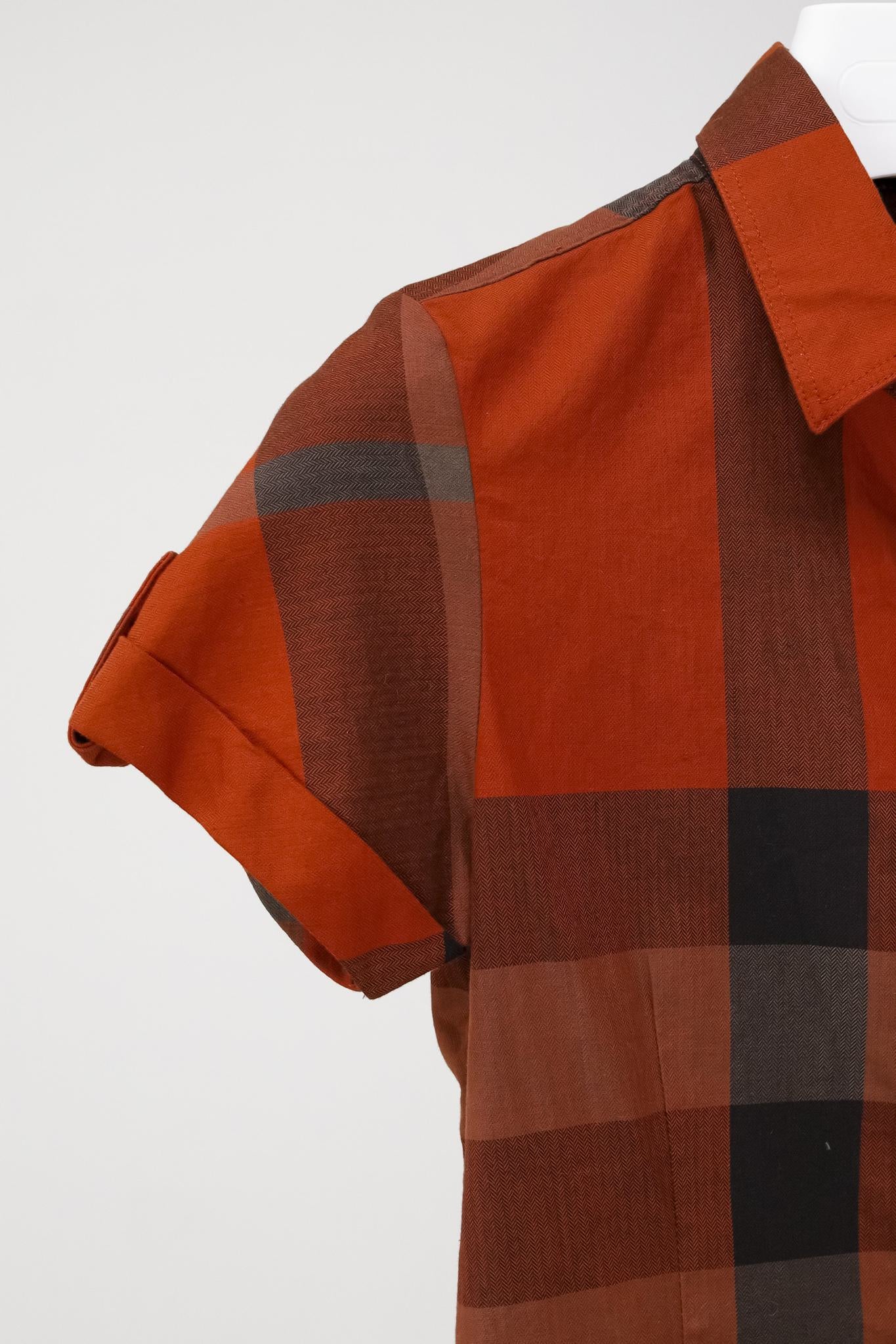 Burberry Brit Orange House Check Short Sleeve Button-Up