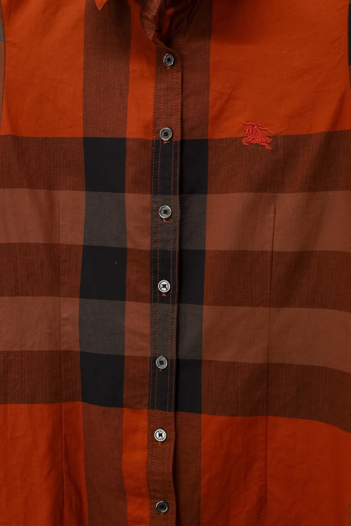 Burberry Brit Orange House Check Short Sleeve Button-Up