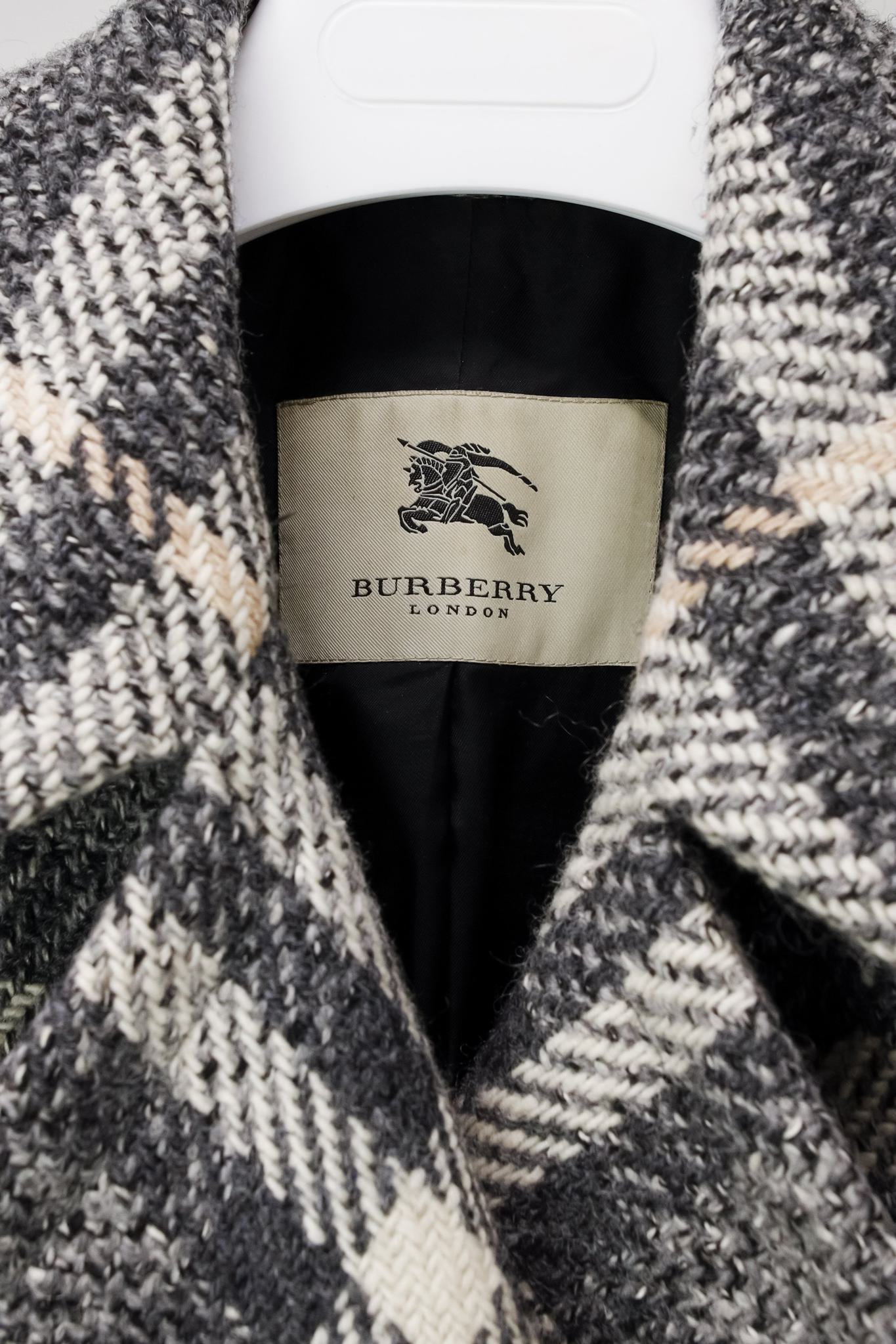 Burberry Grey House Check Wool Coat