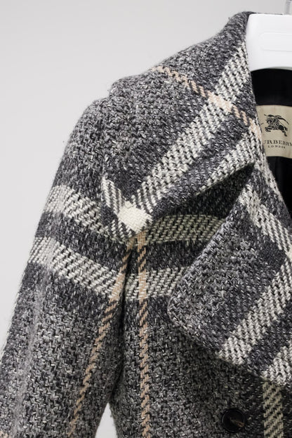 Burberry Grey House Check Wool Coat