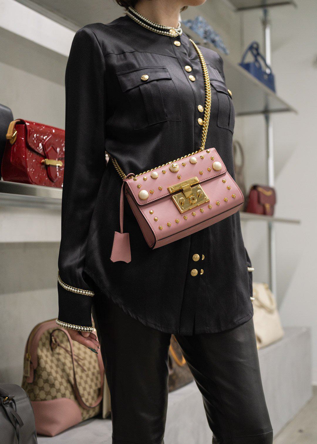 Gucci Pink Pearl Studded Padlock Bag