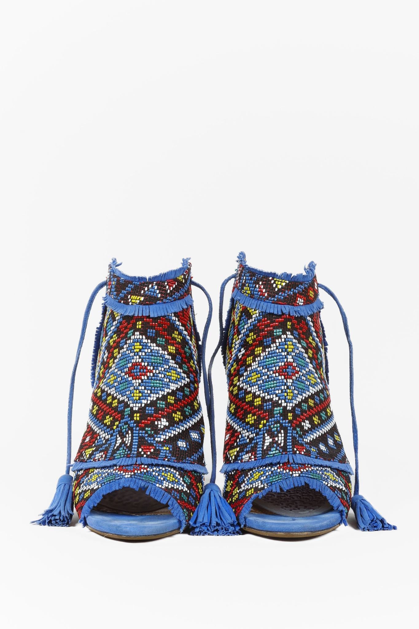 Aquazzura Colorado Blue Suede Peep Toe Heels