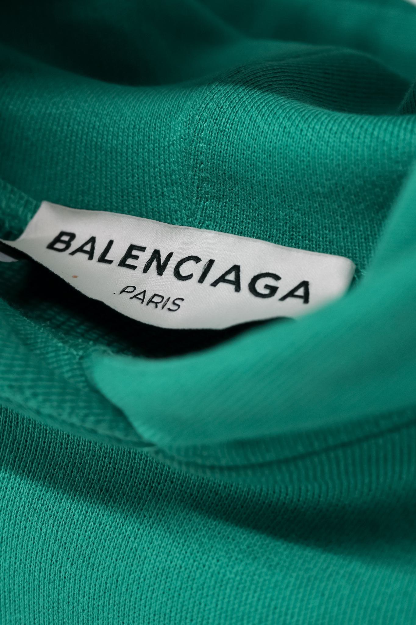 Balenciaga Blue Cotton French Terry Crop Hoodie