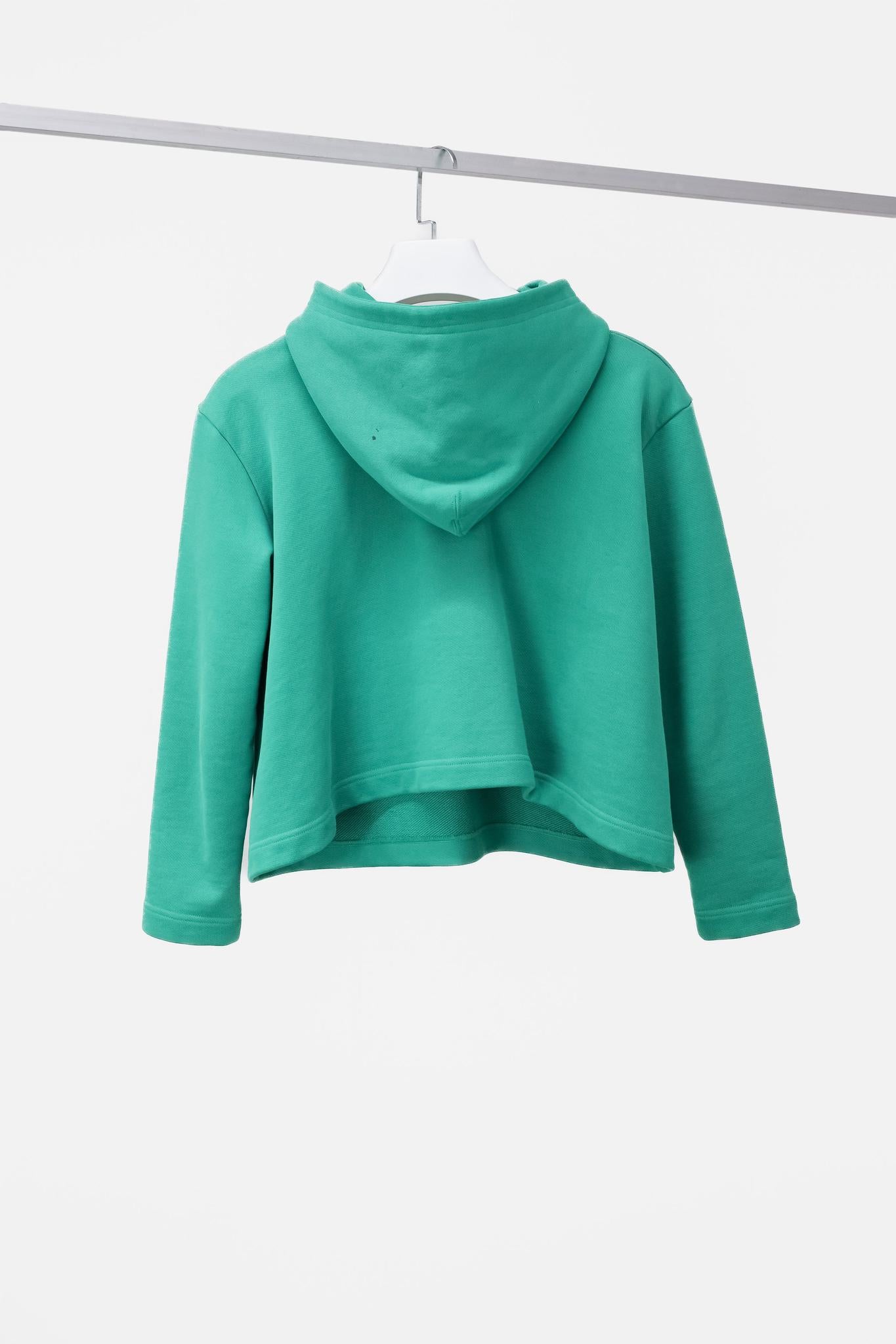 Balenciaga Blue Cotton French Terry Crop Hoodie