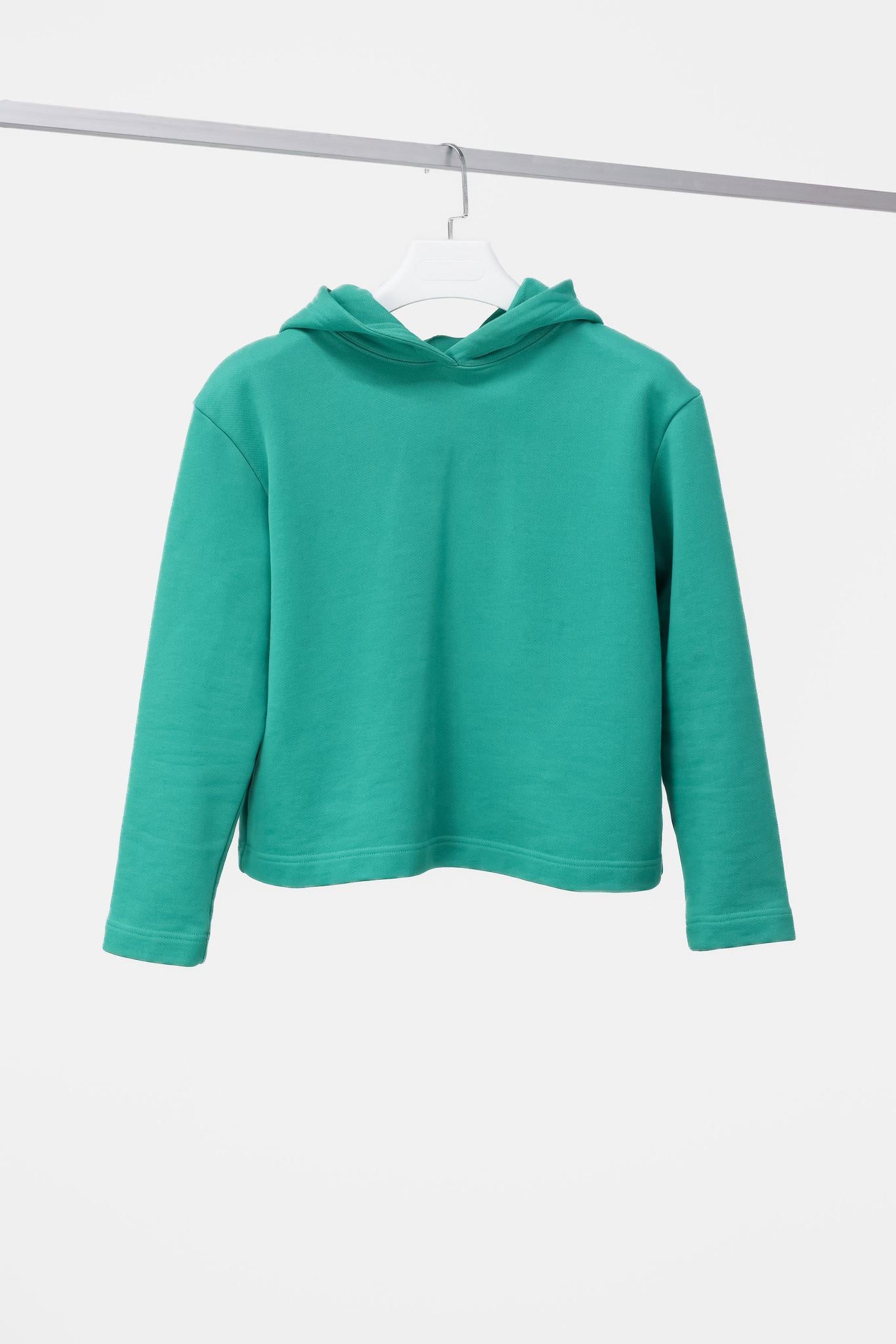 Balenciaga Blue Cotton French Terry Crop Hoodie