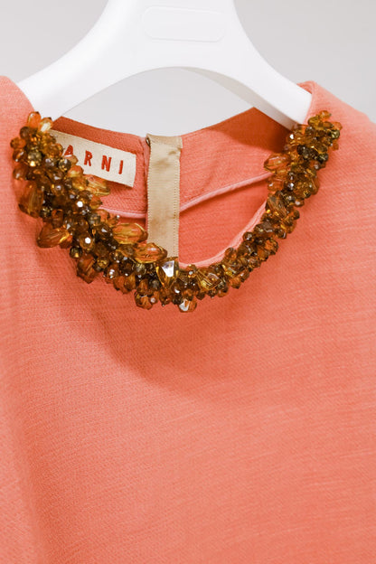 Marni AW/11 Runway Beaded Collar Wool Tee