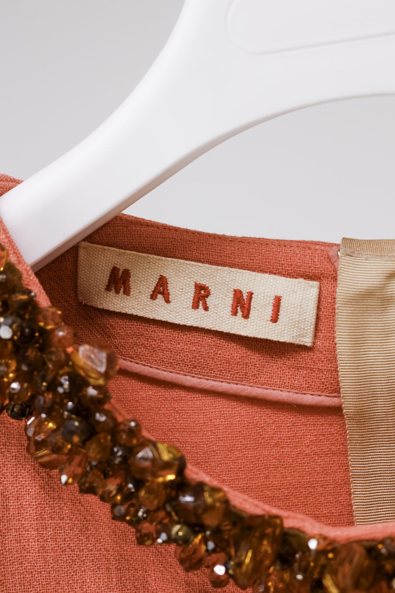 Marni AW/11 Runway Beaded Collar Wool Tee