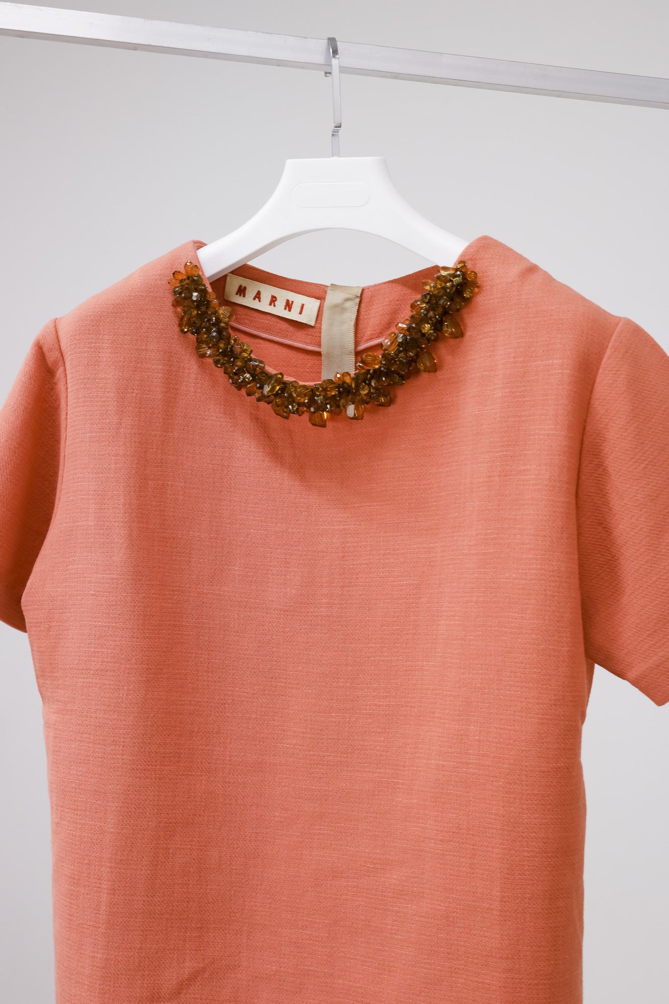 Marni AW/11 Runway Beaded Collar Wool Tee