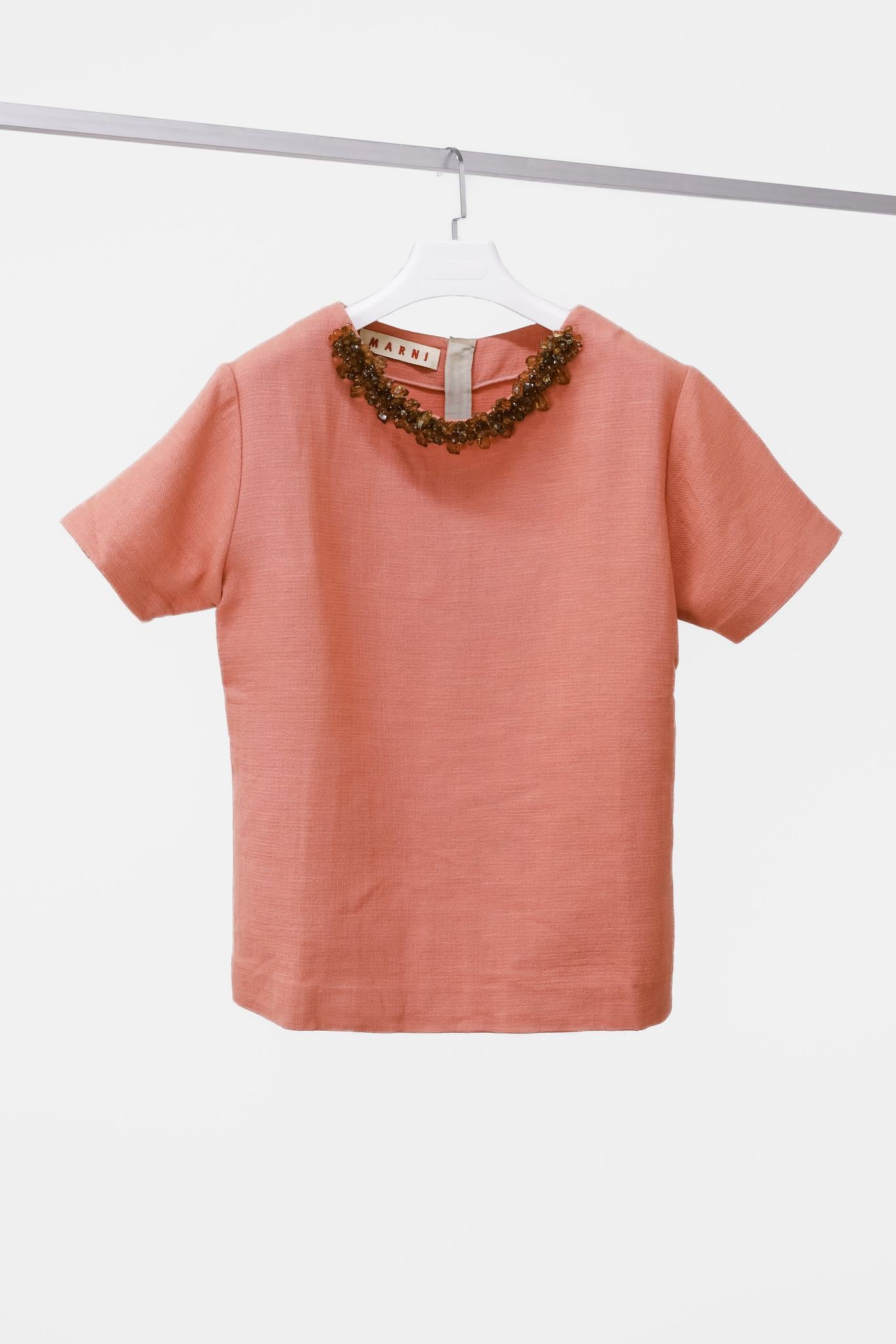 Marni AW/11 Runway Beaded Collar Wool Tee