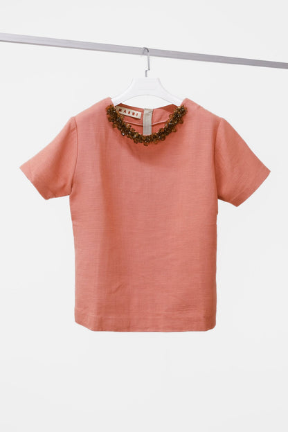 Marni Beaded Collar Wool Tee